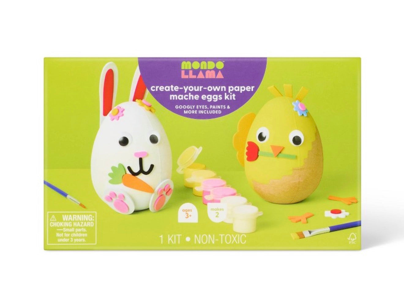 2ct Paper Mache Embellished Bunny and Chick Painting Activity Kit - Mondo Llama