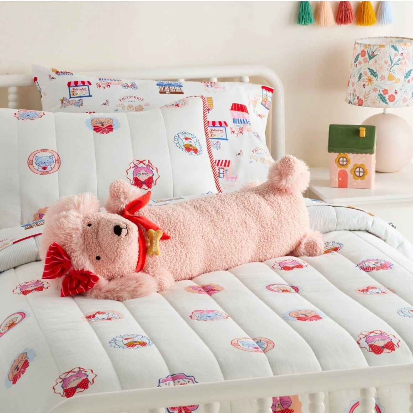 Poodle Kids Long Weighted Plush Throw Pillow Peach Pillowfort