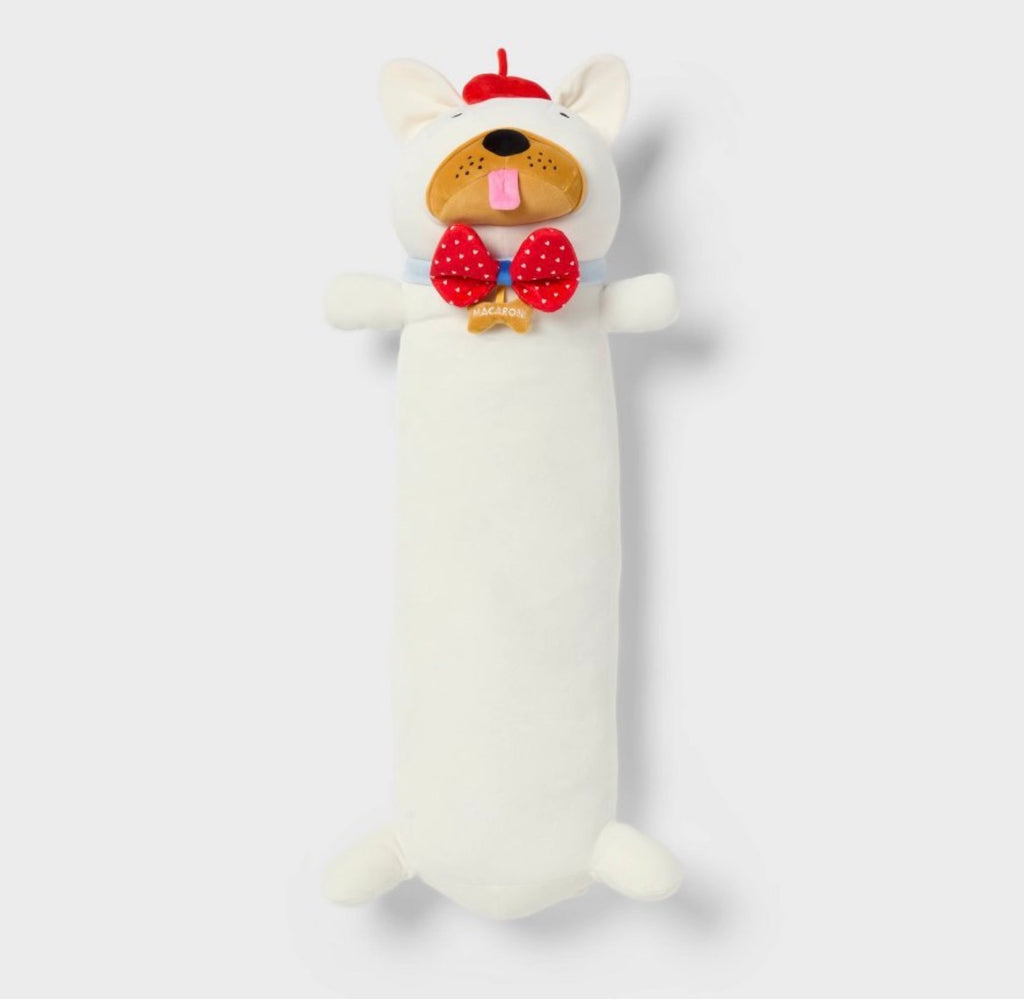 Frenchie Kids Long Weighted Plush Throw Pillow Cream